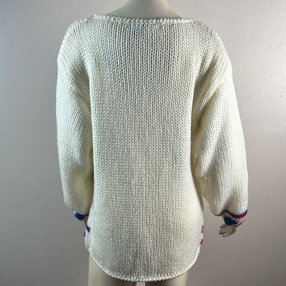 Beautiful hand knitted vintage style sweater size small oversized snow flake - Picture 6 of 9
